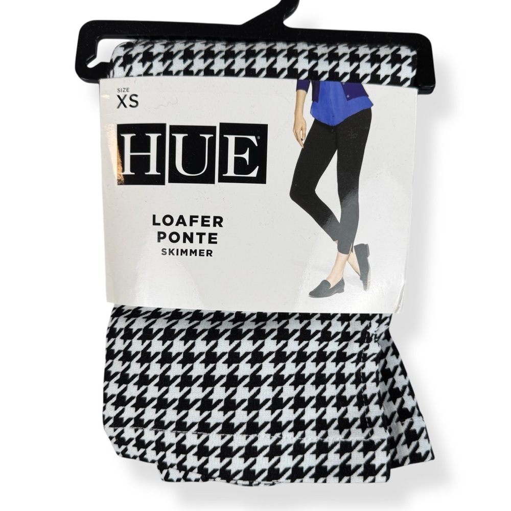 Hue Loafer Ponte Skimmer Leggings Womens XS Black White Houndstooth NWT